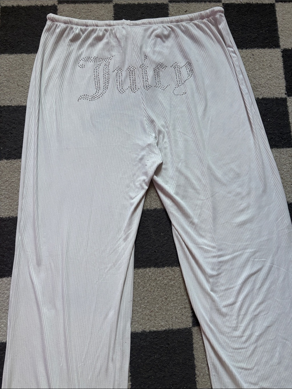 Juicy Couture White Rhinestone Logo Lounge/Pajama Pants